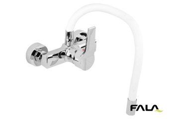 FALA Змішувач води настінний "FLEXIBLE" з гнучкою білою лійкою  | 75671