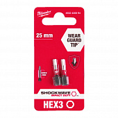 MILWAUKEE Біта SHOCKWAVE , Hex3,0, 25мм, (2шт) | 4932430894