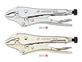 KING TONY Зажим с фиксатором L=185 мм закругл., никель | 6011-07N