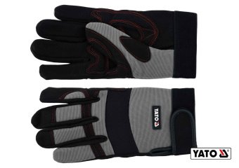 YATO Рукавиці робочі з застібкою-липучкою YATO : штучна шкіра + синтетична тканина, розмір 8DW | YT-