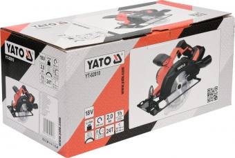 YATO Пила дискова ручна акумуляторна YATO Li-Ion, 18В, 2АГод для диска Ø=165/16мм з зарядн. пристроє