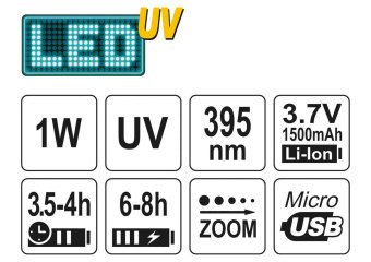 YATO Ліхтар ультрафіолетовий з окулярами, для виявлення протікання рідини, перевірки банкнот YATO : 
