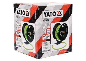 YATO Шланг пневматичний ПВХ на бобіні YATO з швидкоз'єдн. наконеч-ми; Ø=9,5мм макс.тиск 20 Bar, l=15