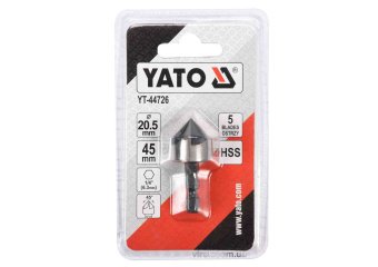 YATO Зенкер конічний по металу YATO : HSS, Ø= 20.5 мм, l= 45 мм, 5 пругів, HEX- 1/4"  | YT-44726