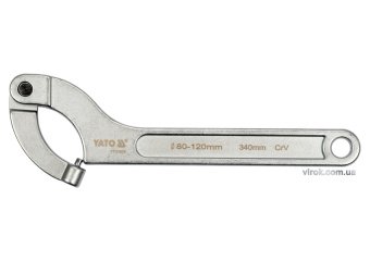YATO Ключ гаковий з носиком на шарн з округленим болтиком в діапаз. M=80-120мм YATO, L=340 мм. CrV  