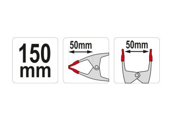 YATO Струбцина пружинна- "прищіпка", металева YATO : L= 150 мм, роб. висота/глиб.- 50/50 мм  | YT-64