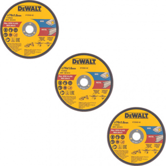 Набір кругів відрізних DeWALT, 76х1,6х9,5 мм. 3 шт. | DT20592