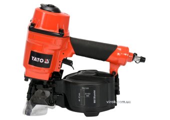 YATO Пістолет цвяхозабивний, пневматичний, барабанний YATO для цвяхів t= 2.1-2.3мм, h=25-57 мм, 8 Ba