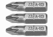 STHOR Насадка викруткова : Pozidriv PZ2 x 25 мм, HEX 1/4", Cr-V, 3 шт (DW) | 65471