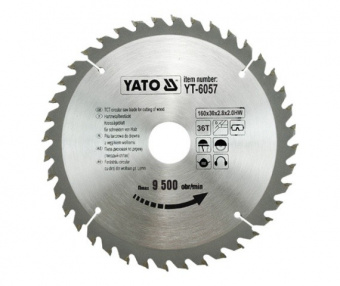 YATO Диск пиляльний победітовий по дереву YATO: 160х30х2.8х2.0 мм, 36 зубців, R.P.M до 9500 1/хв  | 