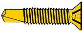 Шуруп желтый со сверлом по металлу с метрической резьбой c насечками 4,0х25