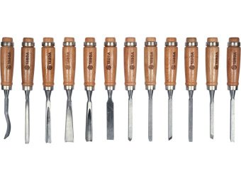 Стамески VOREL з деревяною ручкою, l= 200/100 мм, 12 шт. [6/12/144]