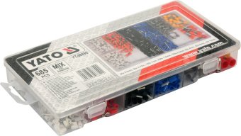 Набір електричних роз'ємів YATO : 8 різних розмірів, 685 шт, в футлярі [5/20]