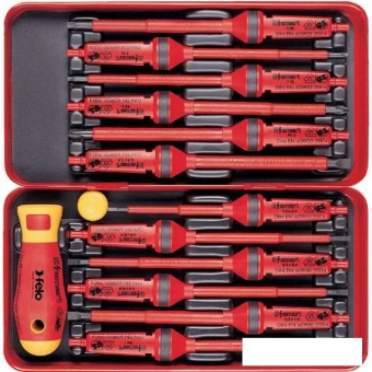 Набор отверток высоковольтных 1000 В универсальный, 12 отверток + спецручка, CrMoV сталь.