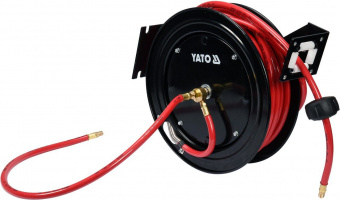 YATO Шланг пневматичний ПВХ на бобіні YATO з швидкоз'єдн. наконеч-ми 1/4" Ø=9.5мм, тиск- 20Bar, l=15