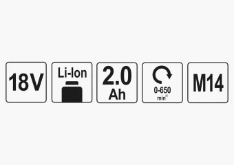 YATO Міксер акумуляторний YATO : Li-Ion 18 В, кріплення М14, 650 об/хв, 2 АГод, зарядний пристрій  |