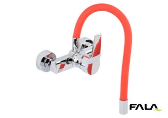 FALA Змішувач води настінний "FLEXIBLE" з гнучкою червоною лійкою  | 75672