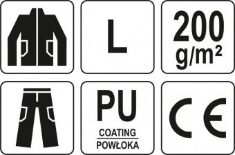 YATO Костюм з капюшоном водонепроникний YATO,розм.L,100%поліестр покритий PU,3 кишені,з вент.отворам