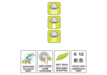 FALA Розприскувач для душа ПВХ тип SALTO ; 3 положення струї, Ø= 100 мм, зі з'єднанням G 1/2  | 7562