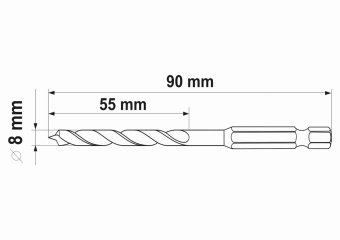 YATO Свердло по дереву YATO : Ø8 x 90/55 мм, хвостовик- HEX 1/4", HSS 4241  | YT-33865
