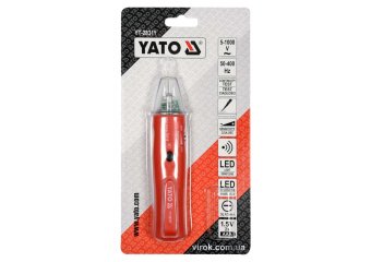 YATO Індикатор напруги мережі YATO контрольний, 5-1000В, плоский шліц SL4.5мм, регулятор чутливості 