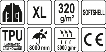 YATO Куртка робоча SOFTSHELL YATO розмір XL, чорно-темно-сіра, 3 кишені, 96% поліестер і 4% спандекс