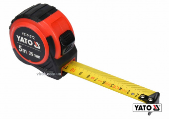 YATO Рулетка YATO : L= 5 м x 25 мм, з сталевою стрічкою, нейлоновим покриттям  | YT-71072