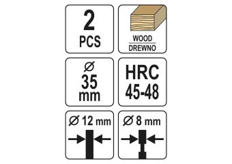 YATO Свердла по дереву: коронка і фреза YATO : Ø=35 мм, l=110/90 мм- коронка/фреза, 2 шт  | YT-33834