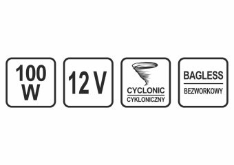 STHOR Порохотяг автомобільний : 12 В, 100 Вт, фільтр HEPA, кабель- 3 м + насадки, сумка  | 82952