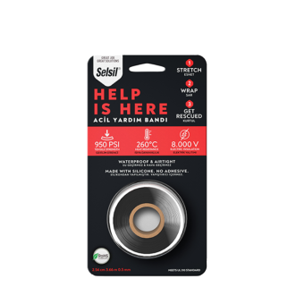 Стрічка ремонтна термоусадочна SELSIL 3,6 м х 2,54 см. для труб, шлангів, ізоляції (силіконова) [8]