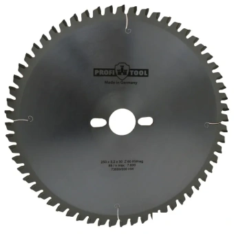 Диск пильный по дереву 250х3.2х2.2х30 мм, Z=60, форма зуба Wneg (ATBneg), поперечный рез PROFITOOL