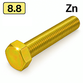 Болт DIN 933 M10x75 8,8 цинк жовтий