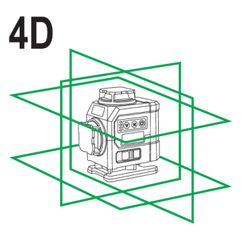 Рівень лазерний на 4-площини зелен пром YATO діап.- 30 м, живл.- 2 Li-Ion акумул 3.7 V, кроншт з ада
