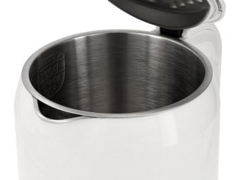 Електрочайник з термостатом з нержавіючої сталі, білий LUND 1,7 л, 2200 Вт, живл від мережі 230 В