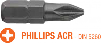 USH Насадка викруткова Industry Phillips ACR PH1 x 25 мм (з зубцями) Уп. 5 шт. | UUSE0012841