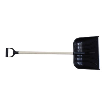 Лопата для снігу пластикова 370х480мм з алюмінієвою планкою, з держаком 1м та пластиковою ручкою