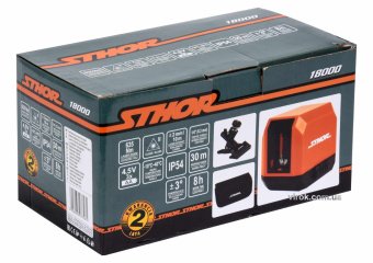 STHOR Нівелір лазерний самонівелюючий : дальність- 30 м, з тримачем, точність- ± 2 мм/10 м DW | 1800