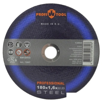 Круг отрезной по металлу PROFITOOL INDUSTRIAL 180х1.6х22.2 мм, A46T-BF, F41, 8500 об/мин