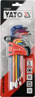 YATO Ключі шестигранні YATO : М1.5-10 мм, Г-подібні, 2-сторонні, HRC 58-62, S2  | YT-05631