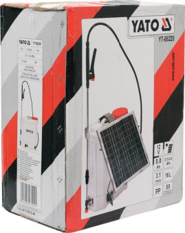 YATO Оприскувач акумуляторний YATO ранцевий, 12 В, 8 Агод, 16л, продуктивность- 3.1 л/хв(сонячна бат