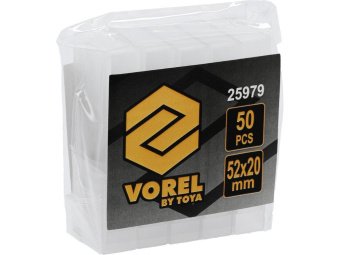 Леза змінні до рубанка 25977 VOREL, трапецієподібні, 52х 20 мм, паков. 50 шт. [10/120]