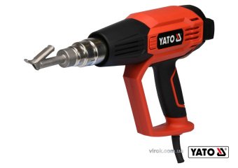 YATO Фен технічний мережевий YATO : 2 кВт, 50-600°C, 250-500 л/хв, 7 режимів температури + 5 насадки