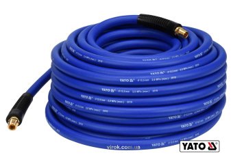 YATO Шланг пневматичний гібридний (ПВХ+БНК) YATO: Ø12.5 мм x30м, Ø=3/8", тиск ≤ 2 MPa, різьбов. з'єд
