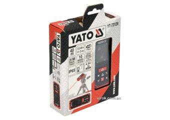 YATO Дальномір лазерний YATO, 10 режимів,з діапазоном 0.2- 40 м, похибка ±2 мм, 20 вимірів в памяті 