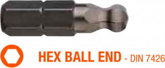 USH Насадка викруткова Industry HEX SW2.5K x 25 мм BallEnd заокруглена, Уп. 5 шт. | UUSE0012970