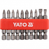 YATO Набір насадок викруткових YATO : SL5, SL6, PH1/1, PH2/2, PZ1/1, PZ2/2, L= 50 мм. 10шт.  | YT-04