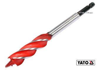 YATO Свердло по дереву YATO : Ø= 16 мм, L= 165 мм, HRC 40-45 з 4 пругами, HEX- 1/4"  | YT-44683