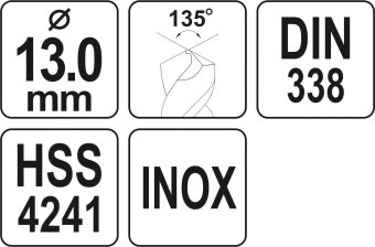 YATO Свердло по металу YATO HSS 4241 PREMIUM, Ø=13х150мм до. нержавіючої і високолегов. сталі, литва