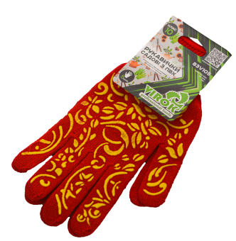 Перчатки садовые  красные с ПВХ 