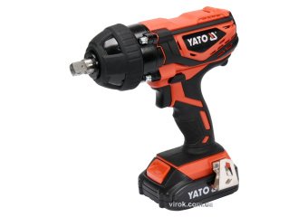 YATO Гайковерт ударний акумуляторний YATO : квадрат 1/2", 300 Нм, Li-Ion 18В, 2 АГод. +4 головки  | 